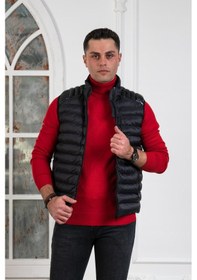 Resim Slimfit Dik Yaka Fermuar Kapamalı Erkek Kapitone Yelek 001 