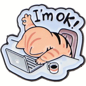 Resim 1 adet JUDODUCK Sevimli Karikatür Kedi Enamel Pin - Canlı Turuncu ve Siyah Yaka Broşu ile "İyiyim!" Tasarımı, Dayanıklı Metal Aksesuar, Sırt Çantaları, Ceketler, Şapkalar için - Moda Takı Hediyesi Erkekler ve Kadınlar için, Kedi Aksesuarları, Sırt Çantası Süslemesi, Eğlenceli Tasarım, Yüksek Kaliteli Kaplama 