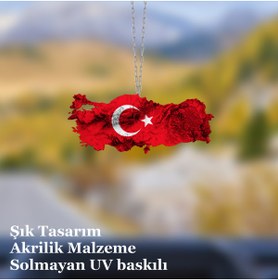 Resim Prtp-Prototip Elektronik & Hobi Araba Ayna Süsü Türkiye Haritası, Pleksi Malzeme, UV Baskılı 
