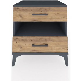 Resim Kronos Komodin Tek Raflı 2 Çekmeceli 60X59X64 Antrasit-Çam 