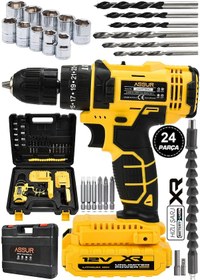 Resim Assur ASR026 12V Çift Akülü Vidalama Darbeli Şarjlı Matkap Sarı 
