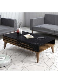 Resim Variant Valensiya 140cm Tv Ünitesi Ve Orta Sehpa Takımı - Ceviz / Siyah Mermer 