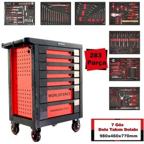 Resim Worldforce 283 Parça Dolu Takım Dolabı 7 Çekmece Premium Paket 