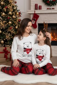 Resim ELİTOL Termal Ekose Sweet Dreams Anne-Kız Pijama Takımı 