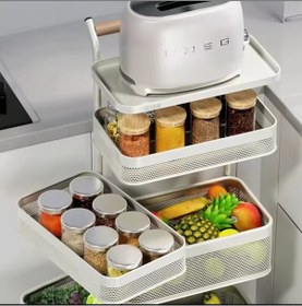 Resim 6 Katlı Metal Beyaz Yana Açılır Sebze Meyve Sepeti Patates Soğan Sepeti Sebzelik Tekerlekli 1094-cn Beyaz 