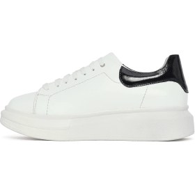 Resim Derimod Kadın Beyaz Bağcıklı Kalın Tabanlı Deri Sneaker 26PFD411118 