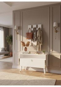 Resim Resital Portmanto Vestiyer - Gp7004-1 - Beyaz Gold Beyaz 