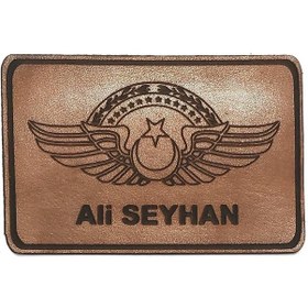 Resim Komutan Pilot Deri Uçuş Brövesi İsimlik Çok Renkli 