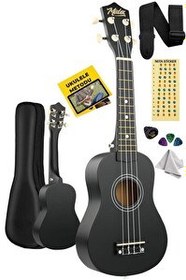 Resim Midex UKX-901BK Askı Çanta Metod Pena Siyah Soprano Ukulele 