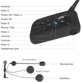 Resim AteşTech V6-Plus Intercom Bluetooth Motorsiklet Kask Kulaklık Su Geçirmez Interkom 