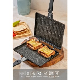 Resim Döküm Granit Ocak Üstü El Tost Makinası 