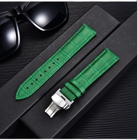 Resim Bambu Desen Hakiki Deri Saat Kayışı Inek Derisi Kordonlu Saat 18/20/22/24mm Green-silver 18mm 