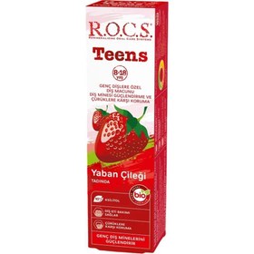 Resim Rocs Teens Yaban Çileği Tadında 8-18 Yaş 60 ml Florürlü Çocuk Diş Macunu 