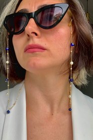 Resim Natural Jewelleryy Kadın Lapis Ve Incili Gözlük Ve Maske Zinciri 
