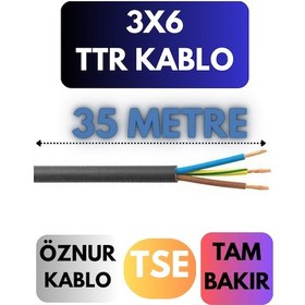 Resim Öznur 3x6 Ttr Kablo Metre Seçenekli Siyah - 35 Metre 
