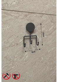 Resim Alper Banyo Lotus Siyah Yapışkanlı Banyo Mutfak Üçlü Askılık - İster Yapıştır İster Montajla Çok Renkli 