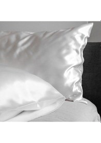 Resim 2 Li İpek Dokulu Saten Yastık Kılıfı 50x70 - Beyaz - Mikrosaten, Saç Ve Cilt Dostu Çok Renkli 