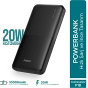 Resim Phixi Basic P18 22.5W 10000mAh Hızlı Şarj Cihazı - PD Powerbank - 1 PD 1 USB Port LED Gösterge - Taşınabilir Şarj Cihazı 