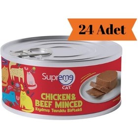 Resim Supreme Cat Kıyılmış Tavuklu ve Biftekli Yetişkin Kedi Konservesi 24 x 85 G 