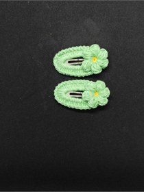 Resim Amigurumi Örgü 2 Adet Çıtçıt Toka Açık Yeşil Tek Ebat Çok Renkli 