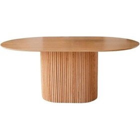 Resim Luna Oval Natural Ahşap Bohem Masa 80x150 Natural Ayak - Natural Üst 