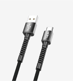 Resim K552 Safe 3a Örgülü Metal Başlı Usb'den Type-c'ye Şarj Kablosu Siyah 