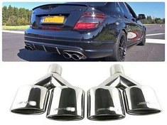 Resim Mercedes w204 c63 amg egzoz ucu set krom 4 çıkış oval 