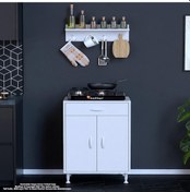 Resim Modilayn Birce L Set Ocak Altı Dolabı 65x88x56 Cm Tüp Bölmeli Ve Üst Baharat Raflı Beyaz 