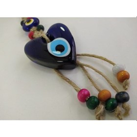 Resim Kalp Nazar Boncuğu 6 Cm Makrome Duvar Dekoru 