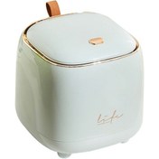 Resim Masaüstü Çöp Kutusu Kapak Küçük Atık Bin Çift Katmanlı Çöp Sepet Tezgah Tezgah Bin Beyaz 