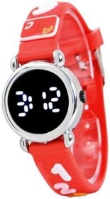 Resim 4-9 Yaş Kırmızı Renk Şirin Tasarım Unisex Kız Çocuk Led Kol Saati ST-304147 