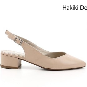 Resim Gönderi R Ten Kalın Topuklu Arkası Açık Hakiki Deri Ayakkabı Ten 