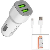 Resim İphone Uyumlu - Kablolu Oto - Araç Çakmaklık Şarj Başlık Set 3.1a - 155w - 1mt Kablo Hy-x44 4741 