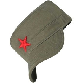 Resim Uniquetrenders Unisex Pamuklu Yıldızlı Castro Şapka Haki 