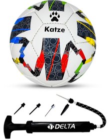 Resim Tosima Katze El Dikişli Premium Futbol Topu ve Top Pompası Seti Halı Saha Topu Maç Topu Profesyonel 