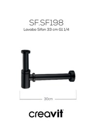 Resim Creavit Lavabo Sifon 33 Cm G1 1/4 Mat Siyah Siyah 