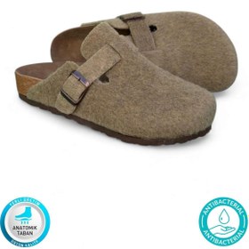 Resim indispensablely Oslo Kadın Mantar Tabanlı Kışlık Önü Kapalı Keçeli Günlük Rahat Sabo Ev Terliği 