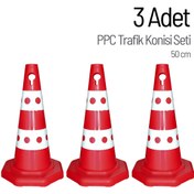 Resim İleri Trafik 3 Adet PPC Trafik Konisi 50 cm Trafik Dubası Seti 