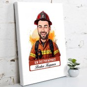 Resim Karikatürlü En İyi İtfaiyeci Kanvas Tablo 