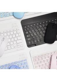 Resim Bluetooth Kablosuz Klavye Ve Mouse Seti Kablosuz Klavye Renkli 150h Şarjlı 