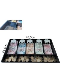 Resim Plastik Çekmece Içi Para Düzenleyici 5 Banknot 4 Bozuk Para Gözlü 40,5 x 24,5 x 3,5cm 