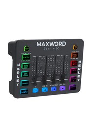 Resim Maxword MEDLEY Gaming Canlı Yayın Stüdyo Kayıt RGB Ses Kartı DJ Mixer (Telefon PC Uyumlu) 