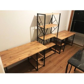 Resim STONE CONCEPT MOBİLYA 5 Raflı Kitaplık Ve Çalışma Masası 2li Set Çam 