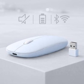 Resim Sneezy Dual Mode Kablosuz Mouse Bluetooth USB Dongle Çoklu Cihaz Destekli Şarjlı ve Sessiz Kullanım Beyaz 