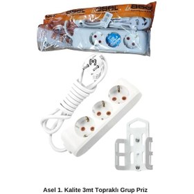 Resim 3 Metre Askı Aparatlı Topraklı 3lü Grup Priz Royaleks-ast303 Diğer 