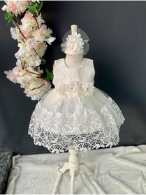 Resim Petite Ponpon Baby Kız Bebek Yenidoğan Mevlüt Elbisesi Bebek Hediyelik Mevlütlük Elbise 