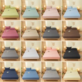 Resim 1 adet düz renkli polyester lastikli çarşaf - Yumuşak, nefes alabilir, 11 inç derinlikte cepli yatak örtüsü, kolay bakım, düz renk (kahverengi, gri, açık mavi, lacivert, siyah) - yatak odası veya misafir odası için mükemmel 