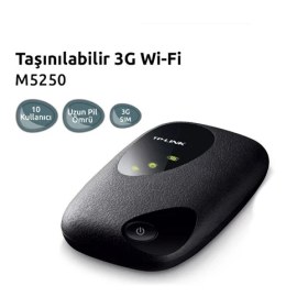Resim TP-Link M5250 3G Wi-Fi HSPA+ 21.6 Mbps 10 Kullanıcı ve MicroSD Kart Destekli Taşınabilir 2000mAh Dahili Pilli 3G Modem/Router 