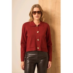 Resim Ftz Women Kadın Düğme Detay Hırka Kiremit 25242 