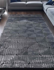 Resim Dekhera Halı Bienca 6495 Antrasit Parlak Dokuma Kesme Halı - 100X200 